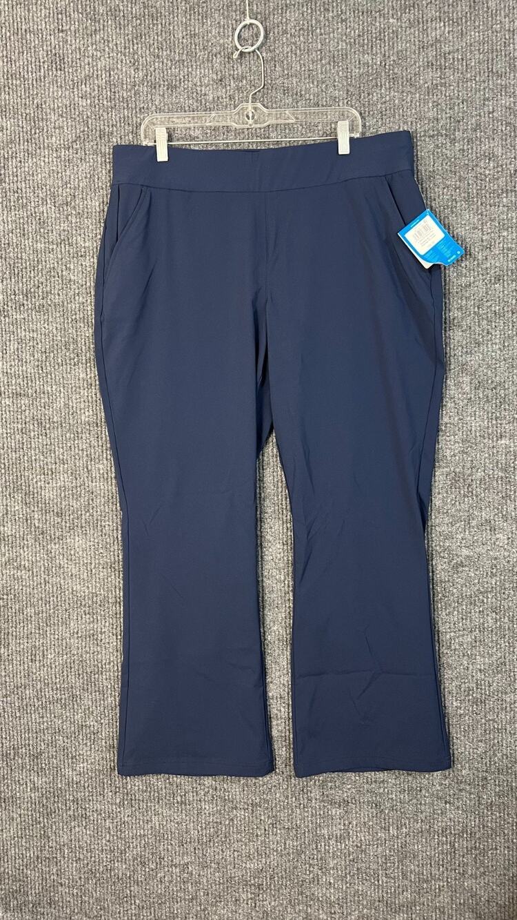 Columbia All Seasons Bootcut Pants Womens XL Blu Pull On Stretch Hiking Outdoor
